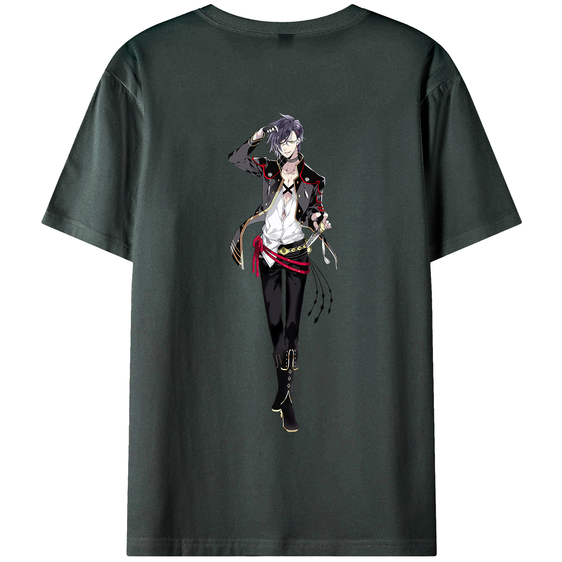 （画像用） 刀剣乱舞 Touken Ranbu 綿100％ メンズ半袖Tシャツ（バックプリント） 通気性